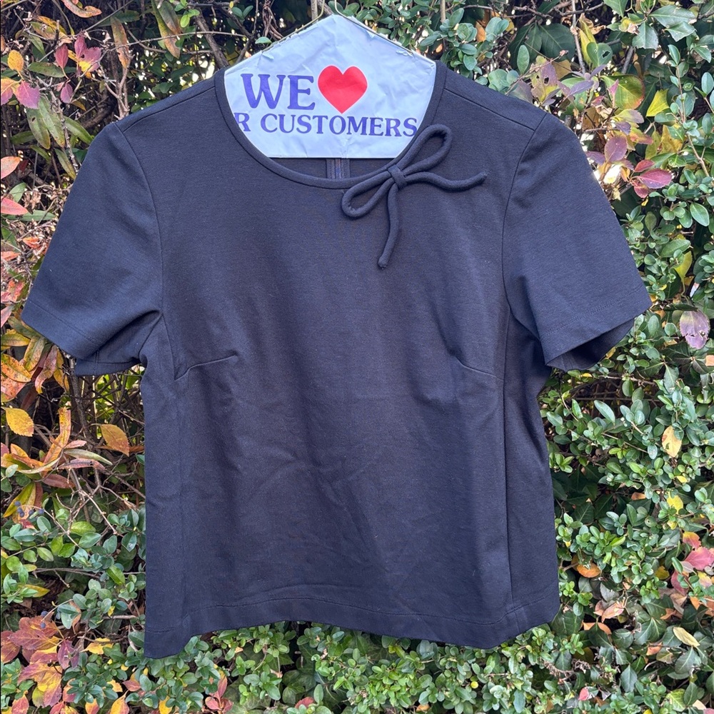 Kate Spade Black Short Sleeve Top with Bow
